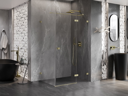 Mexen Lunar T dešinysis varstomas dušo kabinos kampas 135 x 90 cm, permatomas, matinio aukso - 834T-135-090-55-00-P