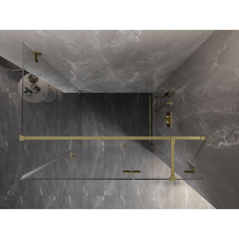 Mexen Lunar T dešinės pusės dušo kabina 135 x 90 cm, skaidri, auksinė šlifuota - 834T-135-090-55-00-P