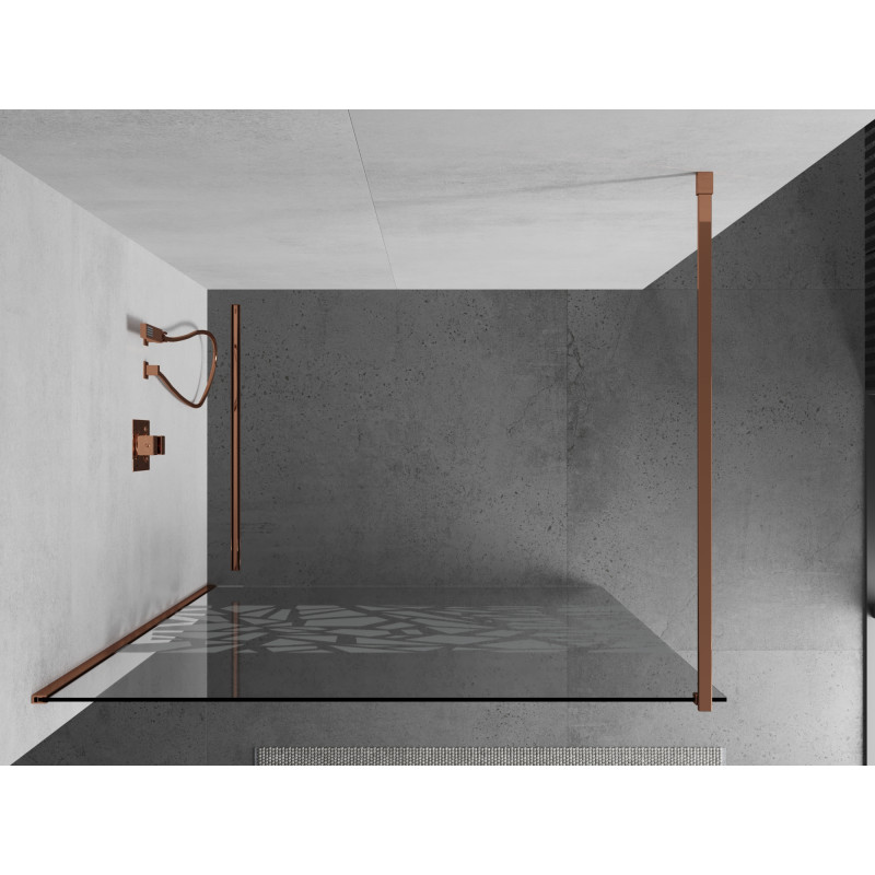 Mexen Kioto dušo siena Walk-in 120 x 200 cm, baltas raštas 8 mm, rožinis auksas - 800-120-101-60-85