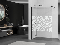 Mexen Kioto Dušo siena Walk-in 100 x 200 cm, baltas raštas 8 mm, juoda - 800-100-101-70-85