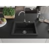 Mexen Elix granito plautuvė 1-galinis 600 x 500 mm, juodas/sidabrinis metalikas, chromuotas sifonas - 6525601005-73