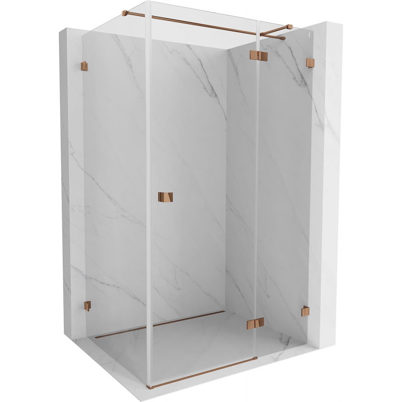 Mexen Lunar T dešinys dušo kabinos durys 135 x 90 cm, permatomas, rožinis auksas - 834T-135-090-60-00-P