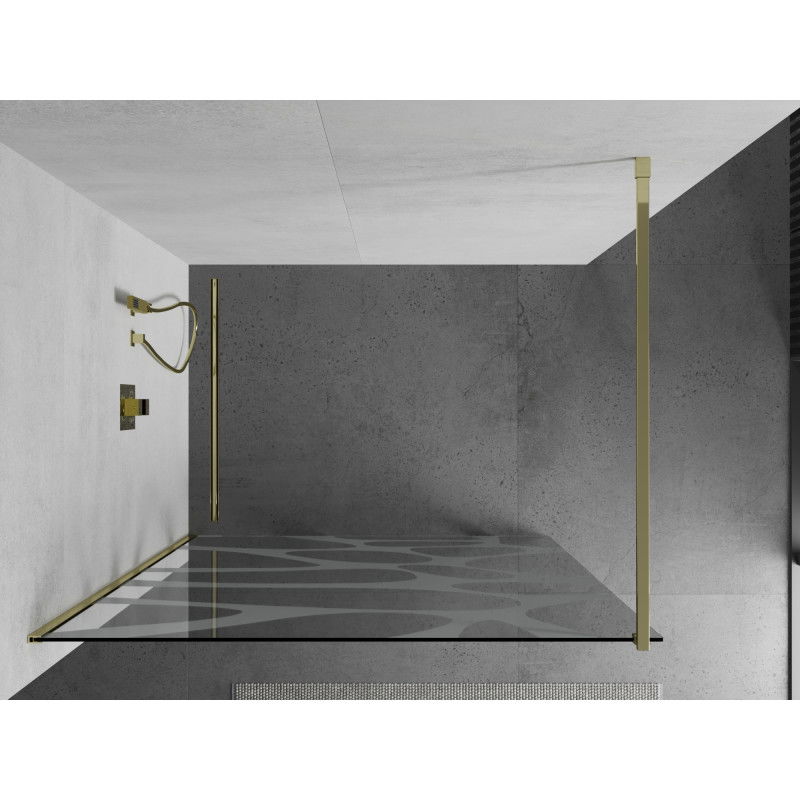 Mexen Kioto dušo siena Walk-in 100 x 200 cm, balta banga 8 mm, auksinė - 800-100-101-50-97