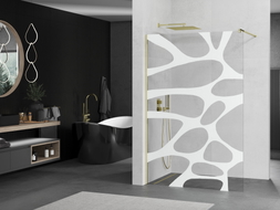 Mexen Kioto dušo pertvara Walk-in 120 x 200 cm, balta banga 8 mm, auksinė - 800-120-101-50-97