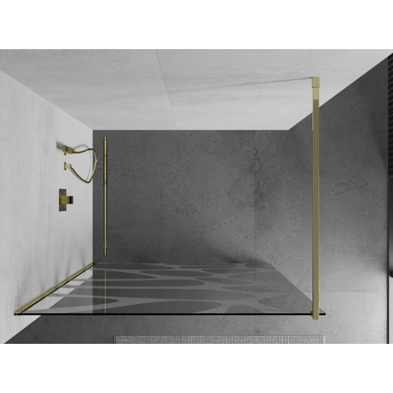 Mexen Kioto dušo pertvara Walk-in 120 x 200 cm, balta banga 8 mm, auksinė - 800-120-101-50-97