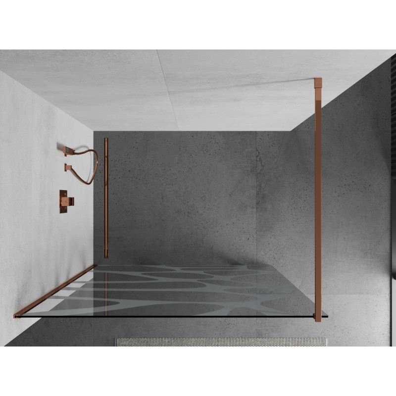 Mexen Kioto dušo sienelė Walk-in 80 x 200 cm, balta banga 8 mm, rožinio aukso - 800-080-101-60-97