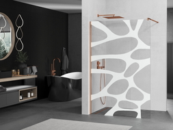 Mexen Kioto dušo pertvara Walk-in 140 x 200 cm, balta banga 8 mm, rožinis auksas - 800-140-101-60-97