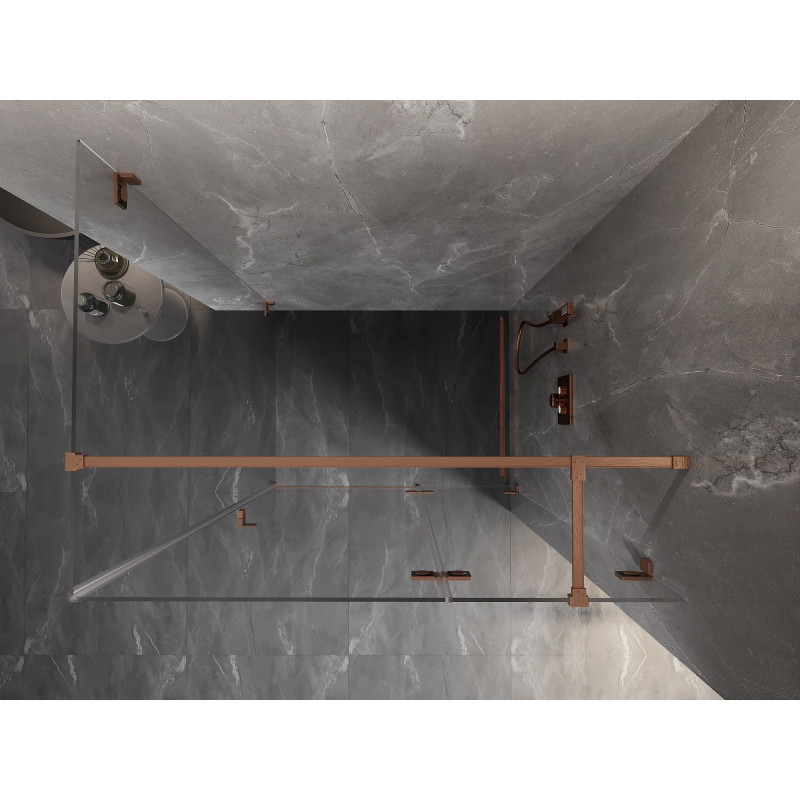 Mexen Lunar T dešinysis varstomas dušo kabinas 135 x 90 cm, skaidrus, šlifuotas varis - 834T-135-090-65-00-P