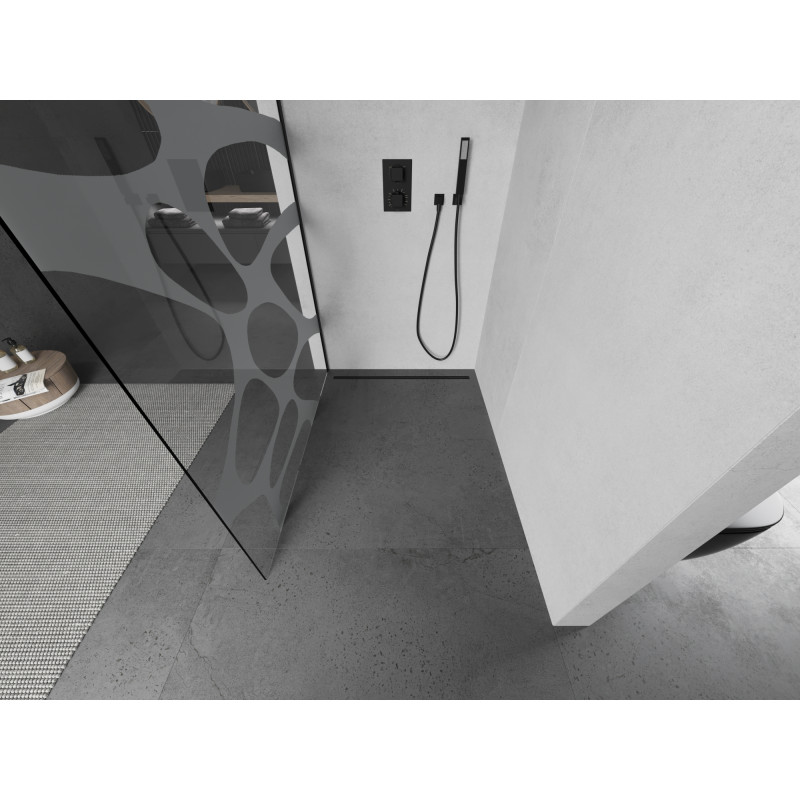 Mexen Kioto dušo siena Walk-in 90 x 200 cm, balta banga 8 mm, juoda - 800-090-101-70-97