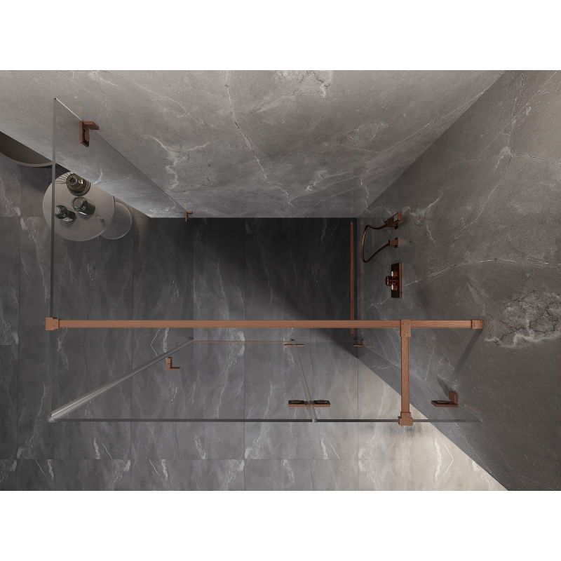 Mexen Lunar T dušo kabina atveriama dešinė 125 x 110 cm, permatoma, šlifuotas varis - 834T-125-110-65-00-P