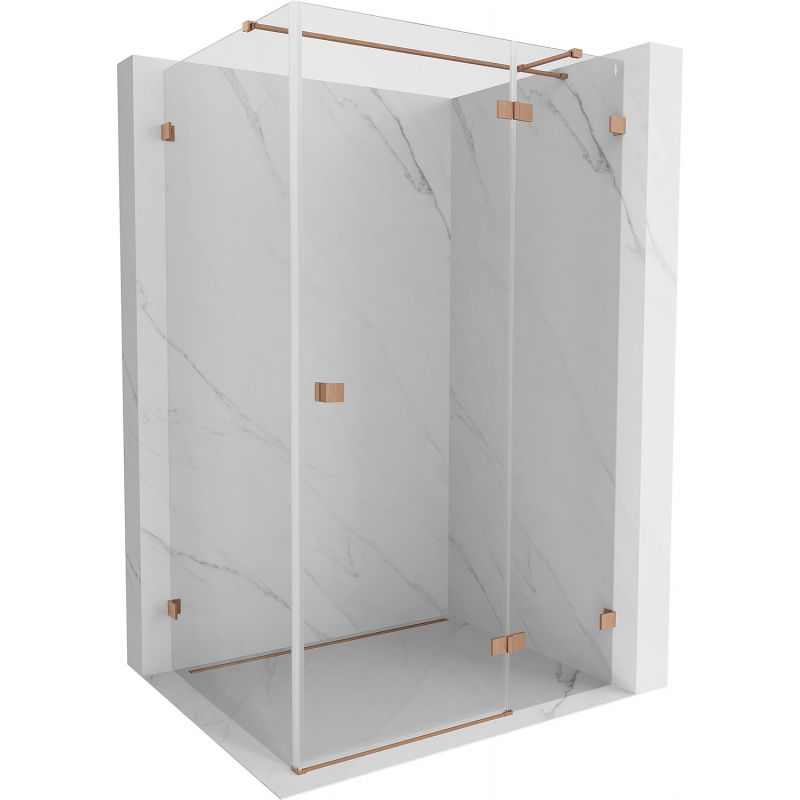 Mexen Lunar T pakabinamas dušas, varstomas dešinysis, 140 x 110 cm, skaidrus, šlifuotas varis - 834T-140-110-65-00-P