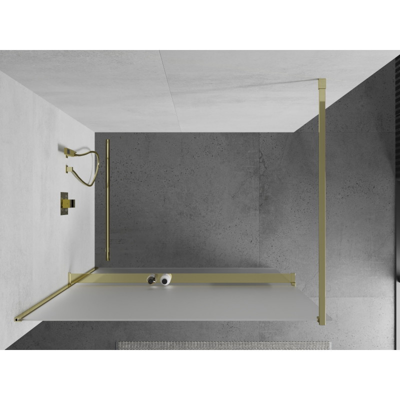 Mexen Kioto+ dušo siena su Walk-in lentyna 70 x 200 cm, matinis, auksinė - 800-070-121-50-30