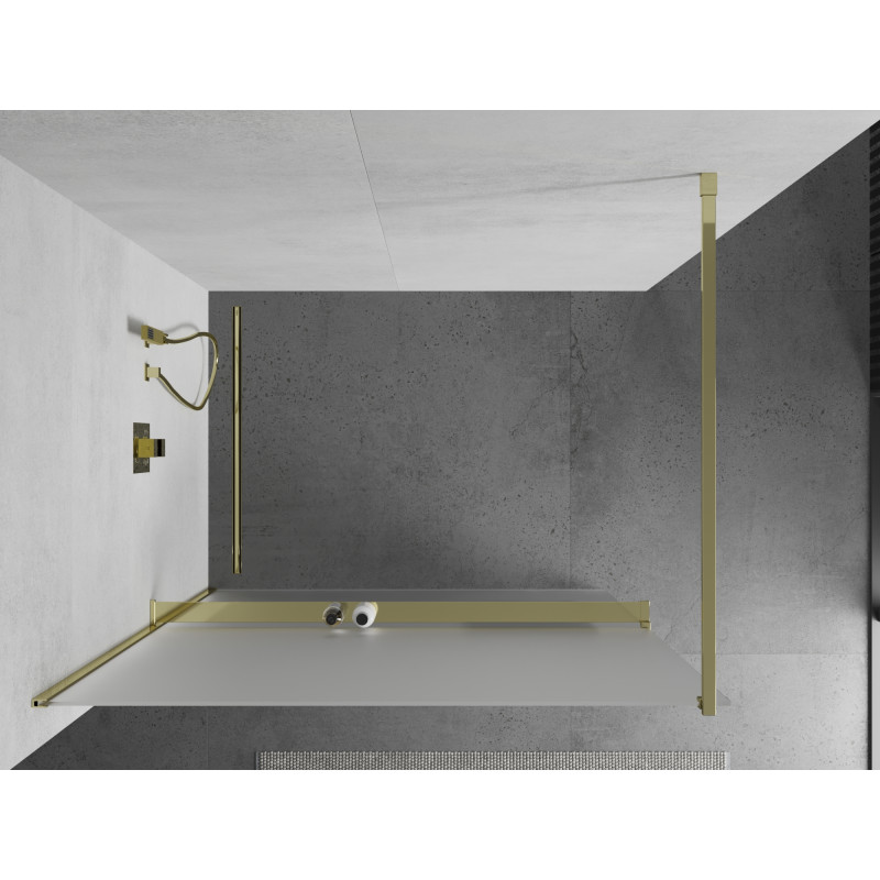 Mexen Kioto+ dušo siena su lentyna Walk-in 110 x 200 cm, matinis, auksinis - 800-110-121-50-30