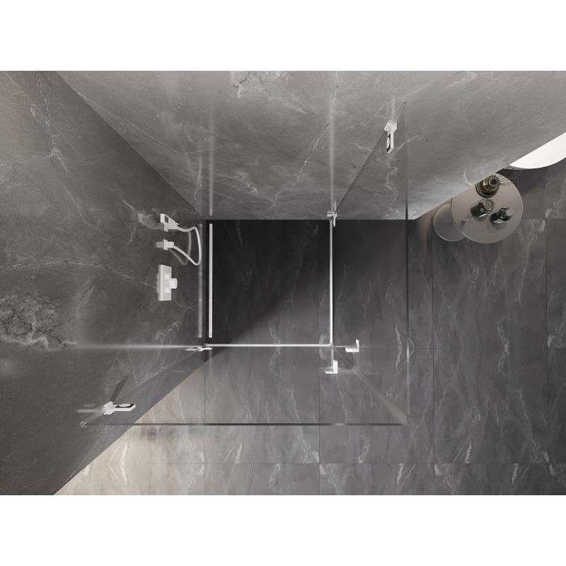 Mexen Lunar-B Duo dušo kabina 80 x 80 cm, permatomas, baltas - 832-080L-080P-20-00