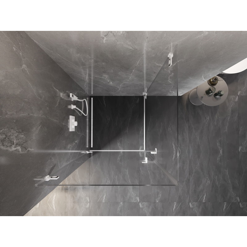 Mexen Lunar-B Dviguba dušo kabina, atveriama, 80 x 80 cm, skaidri, balta - 832-080L-080P-20-00