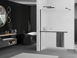 Mexen Kioto+ dušo pertvara su lentyna Walk-in 90 x 200 cm, matinė, juoda - 800-090-121-70-30