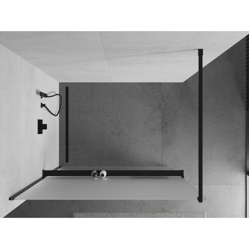 Mexen Kioto+ dušo pertvara su lentyna Walk-in 90 x 200 cm, matinė, juoda - 800-090-121-70-30
