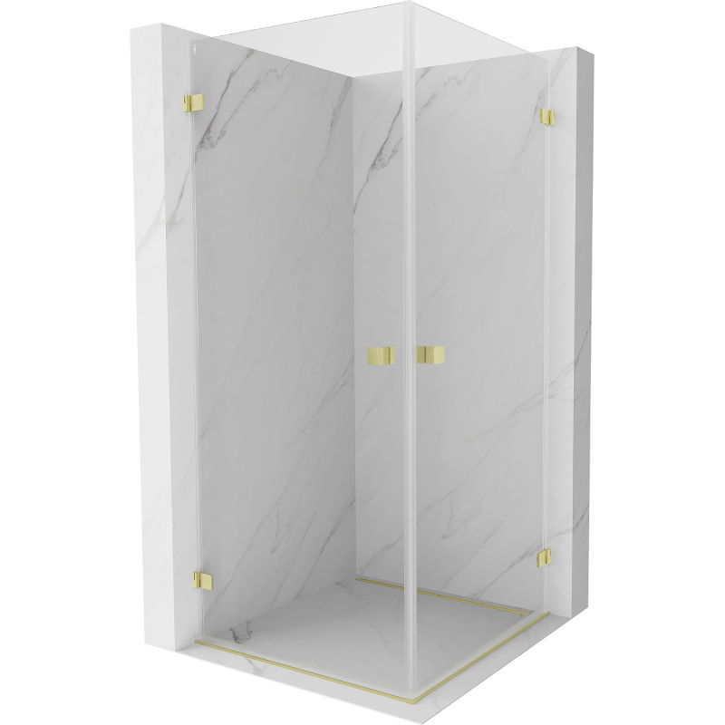 Mexen Lunar-B Duo dušo kabina, atveriama 70 x 70 cm, skaidri, šlifuotas auksas - 832-070L-070P-55-00