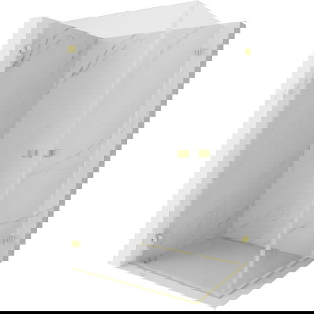 Mexen Lunar-B Duo dušo kabina atidaroma 75 x 70 cm, permatoma, šepečiu auksu - 832-075L-070P-55-00