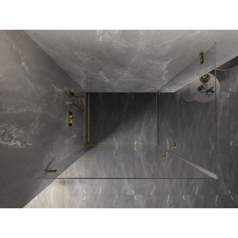 Mexen Lunar-B Duo atveriama dušo kabina 80 x 70 cm, skaidri, šlifuotas auksas - 832-080L-070P-55-00