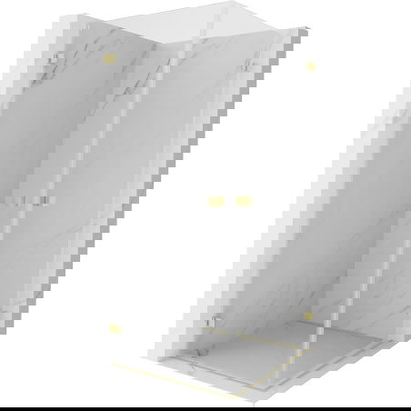 Mexen Lunar-B Duo dušo kabina su atidaromomis durimis 85 x 85 cm, permatoma, matinė auksinė - 832-085L-085P-55-00