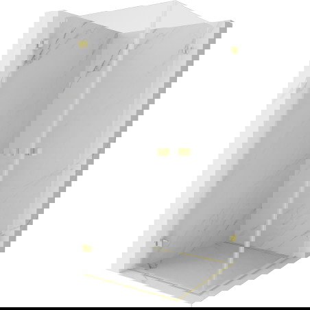 Mexen Lunar-B Dviguba prausimosi kabina su atveriamosiomis durimis 95 x 95 cm, skaidri, šukuotas auksas - 832-095L-095P-55-00