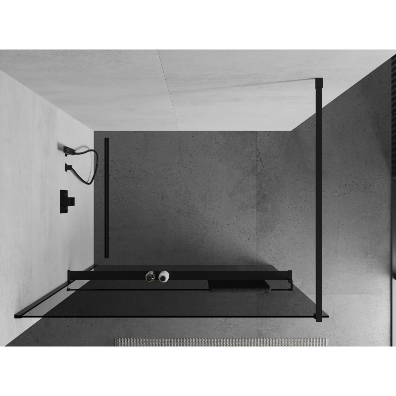 Mexen Kioto+ dušo siena su lentyna Walk-in 100 x 200 cm, grafitas, juoda - 800-100-121-70-40