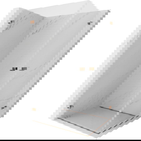 Mexen Lunar-B Duo siaura dušo kabina 100 x 85 cm, skaidri, rožinis auksas - 832-100L-085P-60-00