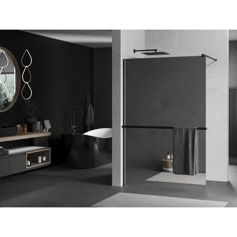 Mexen Kioto+ dušo sienelė su lentyna Walk-in 80 x 200 cm, veidrodis, juodas - 800-080-121-70-50