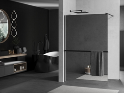 Mexen Kioto+ dušo sienelė su lentyna Walk-in 80 x 200 cm, veidrodis, juodas - 800-080-121-70-50