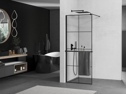 Mexen Kioto+ dušo siena su lentyna Walk-in 70 x 200 cm, juodas tinklelis, juoda - 800-070-121-70-77