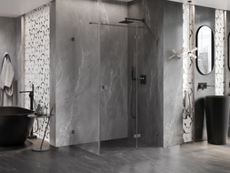 Mexen Lunar T dešinė pusė 140 x 120 cm dušo kabina, skaidri, gun metal - 834T-140-120-95-00-P