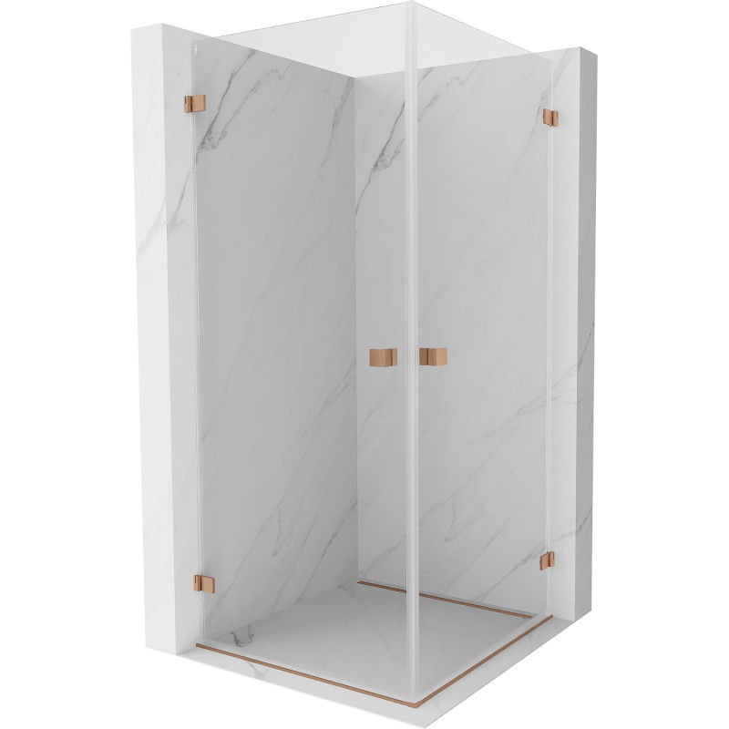 Mexen Lunar-B Duo dušo kabina, atveriama 80 x 80 cm, permatoma, šlifuotas varis - 832-080L-080P-65-00