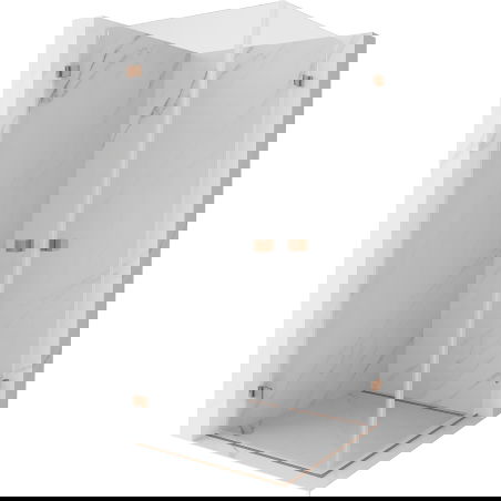 Mexen Lunar-B Duo atveriama dušo kabina 80 x 80 cm, skaidri, šlifuotas varis - 832-080L-080P-65-00