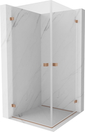 Mexen Lunar-B Duo dušo kabina, atveriama 80 x 80 cm, permatoma, šlifuotas varis - 832-080L-080P-65-00