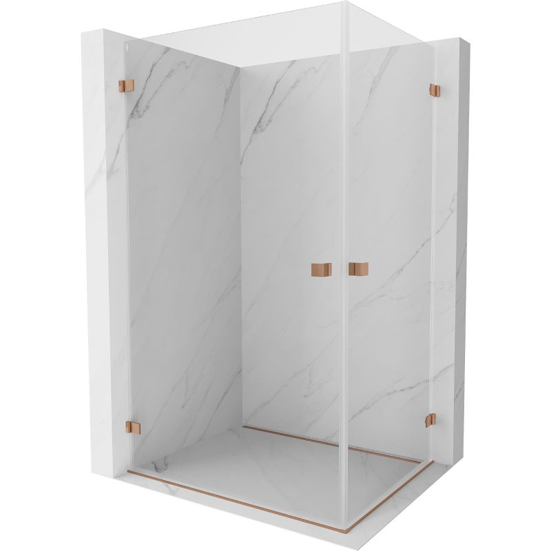 Mexen Lunar-B Duo atveriama dušo kabina 100 x 95 cm, permatoma, šlifuotas varis - 832-100L-095P-65-00