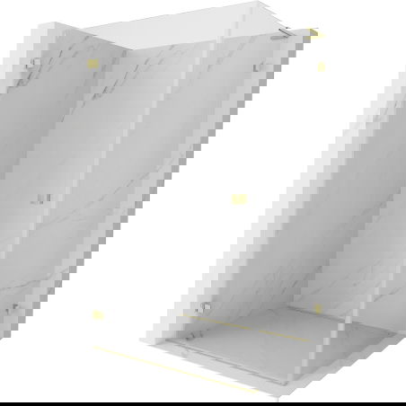 Mexen Lunar-B L dušo kabina su varstomomis durimis, kairė 100 x 70 cm, skaidri, šlifuotas auksas - 832L-100-070-55-00-L