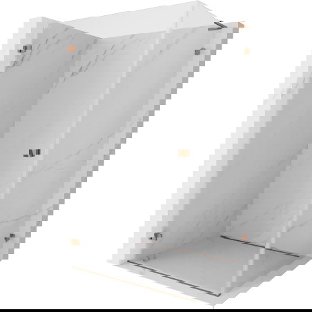 Mexen Lunar-B L dušo kabina, atidaroma kairė, 100 x 80 cm, skaidri, rožinis auksas - 832L-100-080-60-00-L