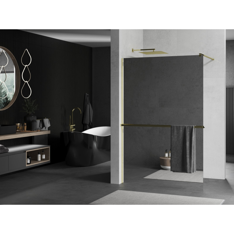 Mexen Kioto+ dušo pertvara su lentyna Walk-in 90 x 200 cm, veidrodis, auksinė - 800-090-121-50-50