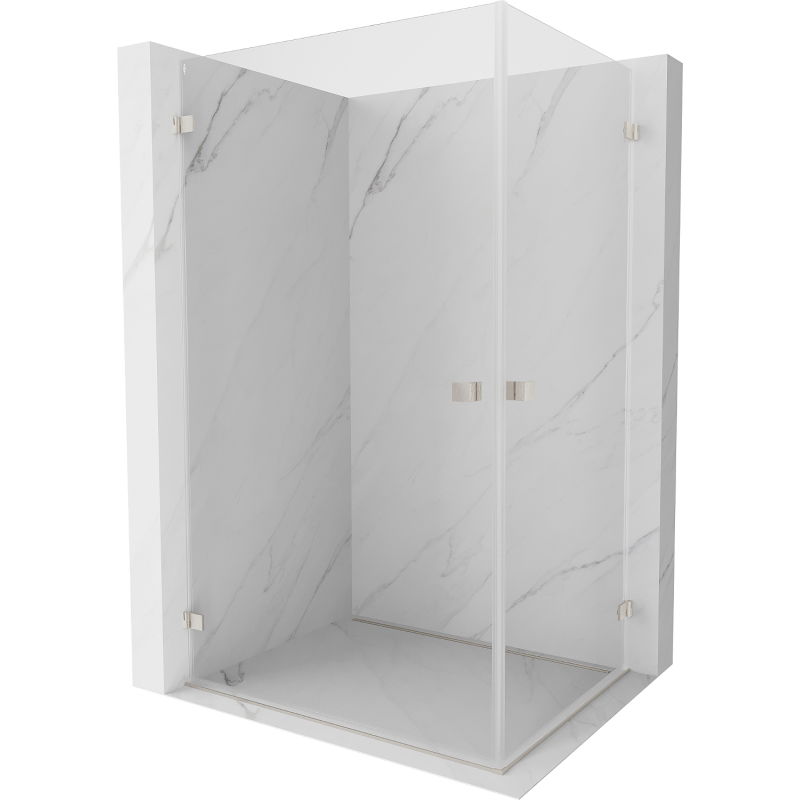 Mexen Lunar-B Duo dušo kabina su atidaromomis durimis 100 x 90 cm, skaidri, šlifuotas nikelis - 832-100L-095P-97-00