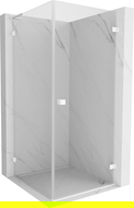 Mexen Lunar-B L pakabinamas dušo kabinas atveriamas dešinės pusės 80 x 80 cm, permatomas, baltas - 832L-080-080-20-00-P