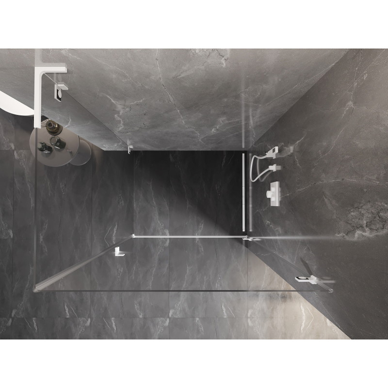 Mexen Lunar-B L pakreipiamas dušo kabinas dešinysis 95 x 80 cm, permatomas, baltas - 832L-095-080-20-00-P