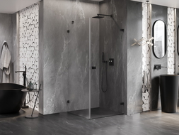 Mexen Lunar-B dešinė pusiau atidaroma dušo kabina 70 x 70 cm, skaidri, juoda - 832-070-070-70-00-P