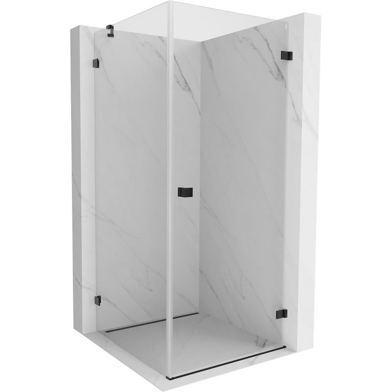 Mexen Lunar-B dešinės pusės dušo kabina 90 x 90 cm, permatoma, juoda - 832-090-090-70-00-P