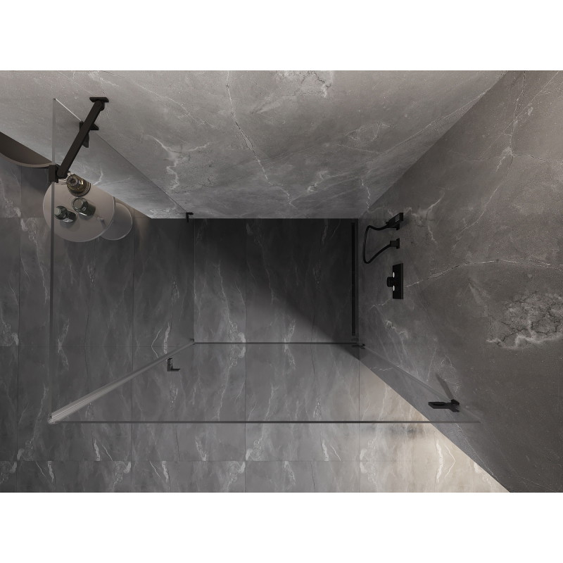 Mexen Lunar-B dešinioji atveriama dušo kabina 100 x 90 cm, permatoma, juoda - 832-100-090-70-00-P