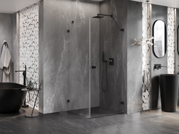 Mexen Lunar-B dešinė dušo kabina su atveriama durimis 100 x 100 cm, skaidri, juoda - 832-100-100-70-00-P