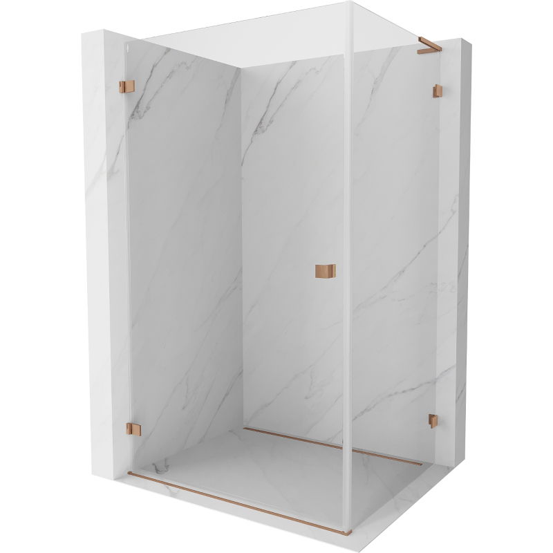 Mexen Lunar-B L kairioji dušo kabina su varstomomis durimis 85 x 80 cm, skaidri, šlifuotas varis - 832L-085-080-65-00-L