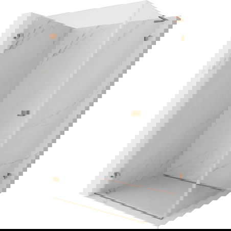 Mexen Lunar-B L kairinė dušo kabina, varstoma, kairė pusė 95 x 80 cm, skaidri, šepečiu valyta varis - 832L-095-080-65-00-L