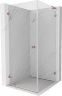 Mexen Lunar-B L kairė pakreipiama dušo kabina 90 x 90 cm, skaidri, šlifuotas varis - 832L-090-090-65-00-L