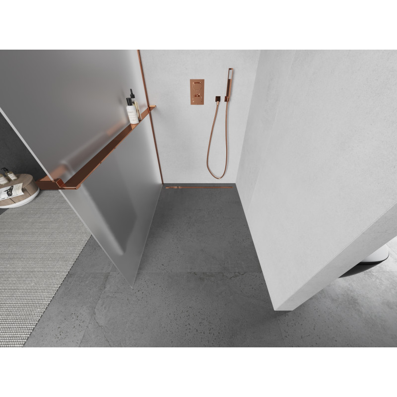 Mexen Kioto+ dušo pertvara su lentyna Walk-in 90 x 200 cm, matinė, rausvo aukso - 800-090-121-60-30